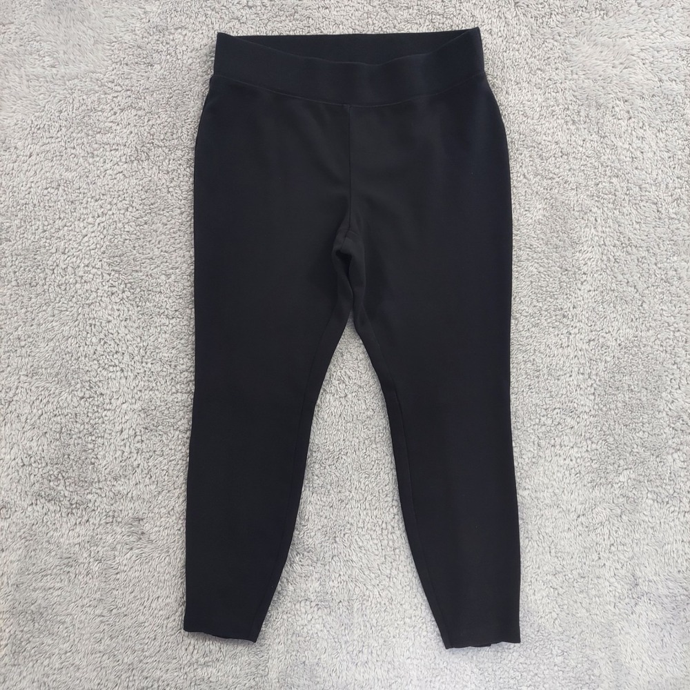 J Jill Leggings Women's Small Petite Black‎ Crop Pull On Stretch Button Detail
